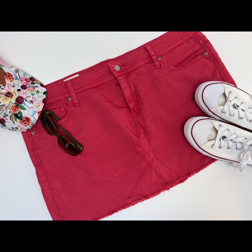 Gap Red Denim Mini Skirt